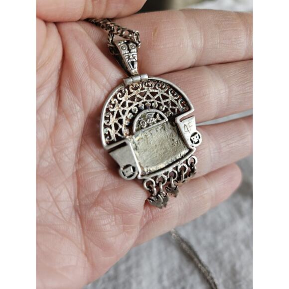 Peruvian Tumi God Chrysocolla Peruvian Silver 950 Signed AF With 925 Chain - Picture 3 of 7